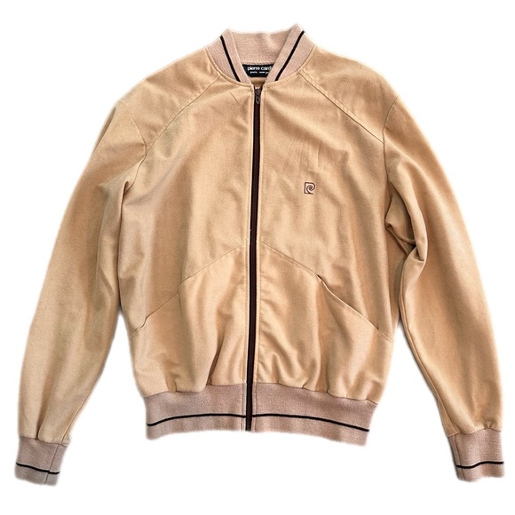 Pierre Cardin Other - Vintage Pierre Cardin poly micro suede Tan Zip-Up Bomber Jacket Size Large